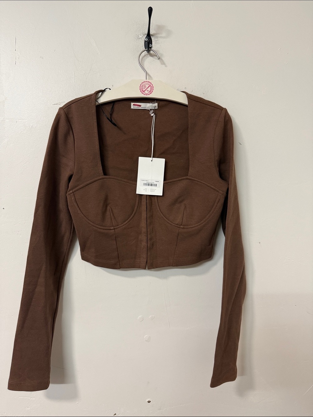 OAK + FORT Chocolate Brown Cropped Bustier Jacket
